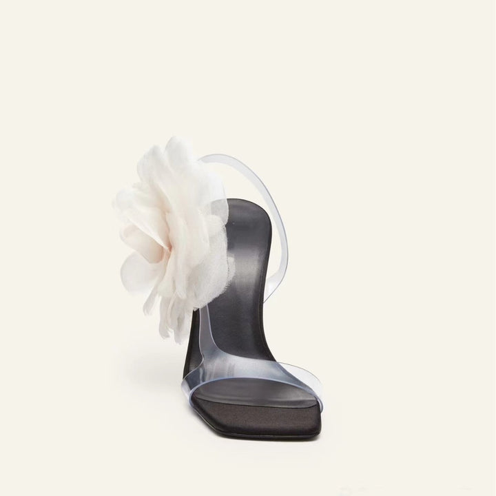Femme Open-Toe Blomsterprydede Hæl Mules Stilla