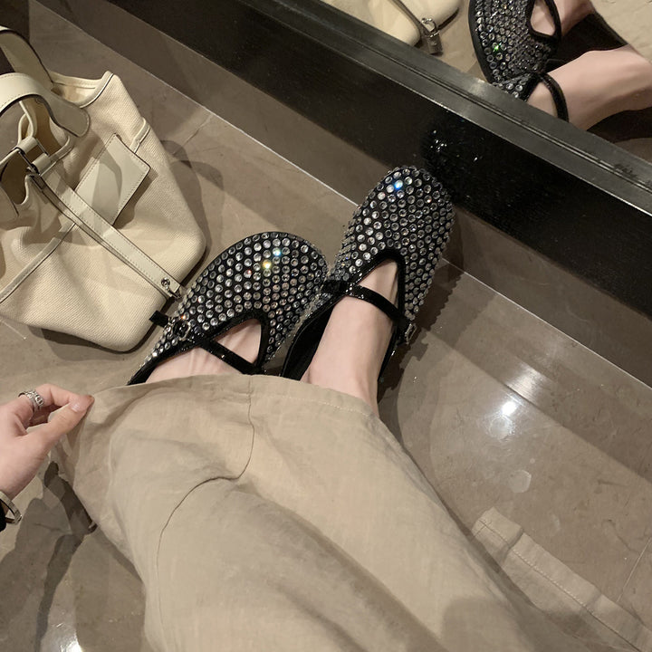 Dame Strass-prydede Slipper Mules Stilla