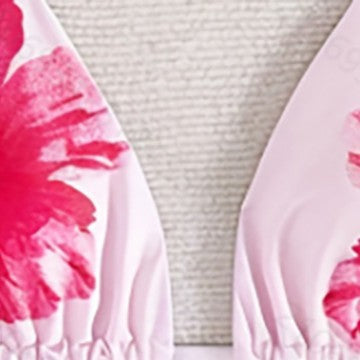 Dame Triangel-Bikini-Sæt med blomsterdesign og justerbare stropper Skovae