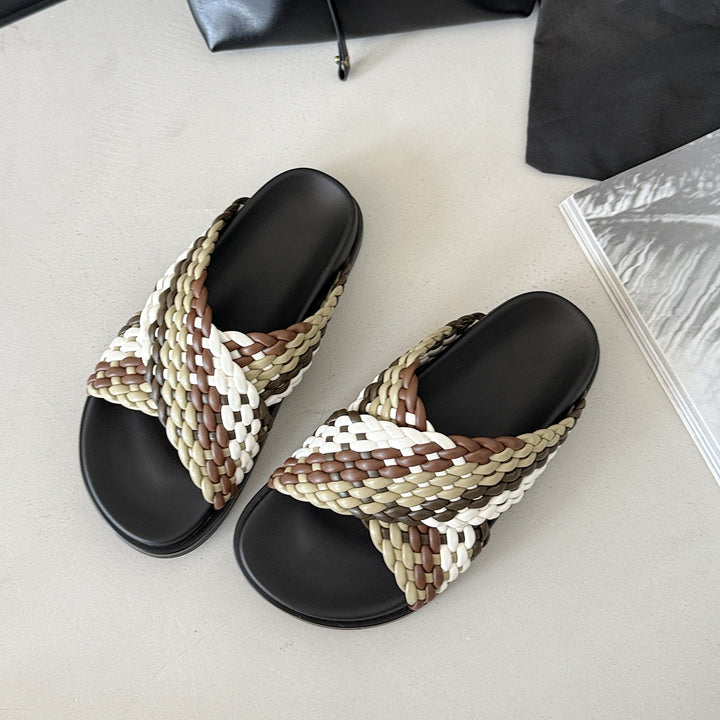 Femme Krydset Vevet Slide Sandaler Stilla