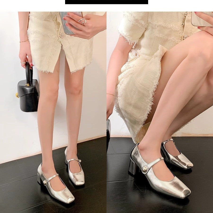 Kvinder Quadro-Toe Mary Jane Ballerinas med elegant metallic finish Stilla