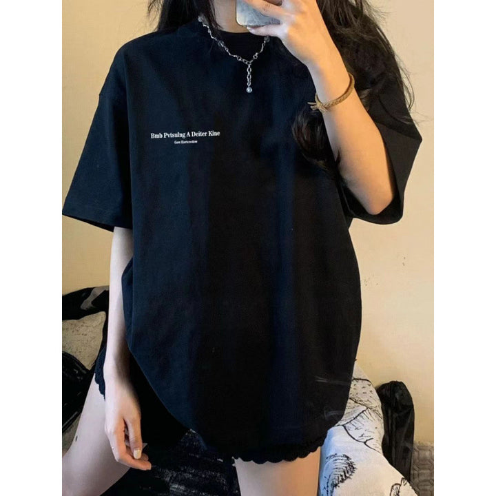 Dame T-shirt med kreativ statementtryk og afslappet oversized snit Stilla