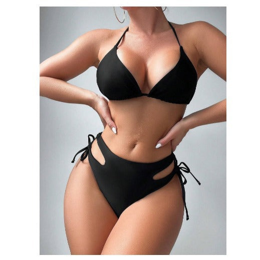 Femme grafiktryk bikini-sæt med justerbare bindebånd Stilla