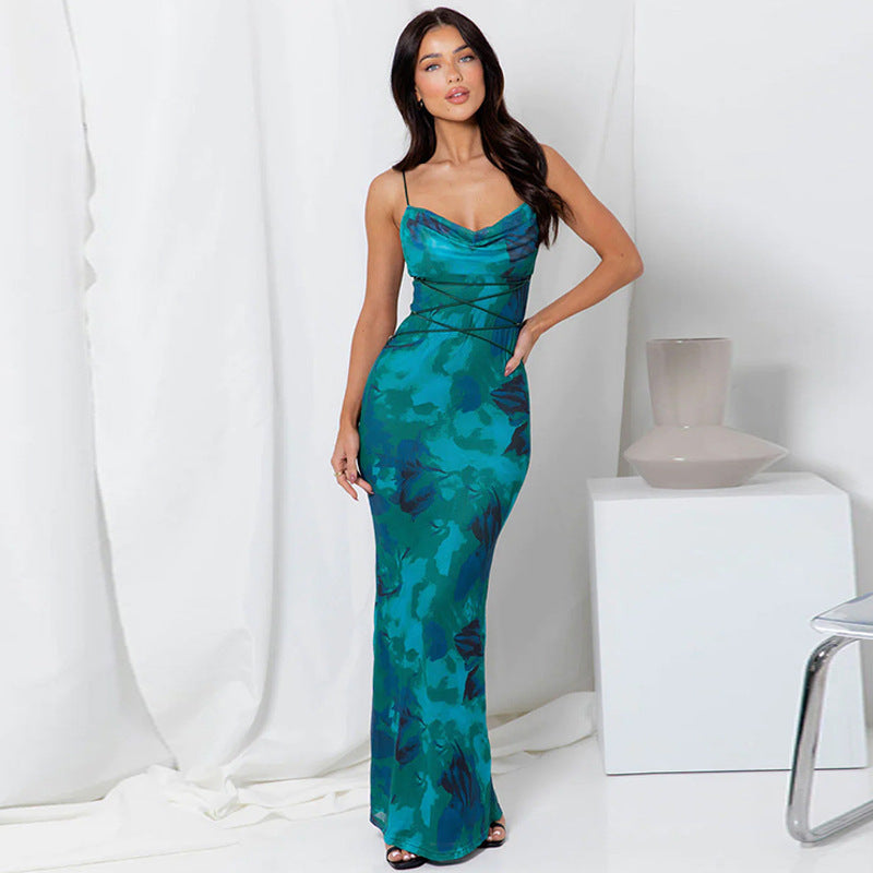 Dame maxikjole med elegant blomstermønstring Skovae