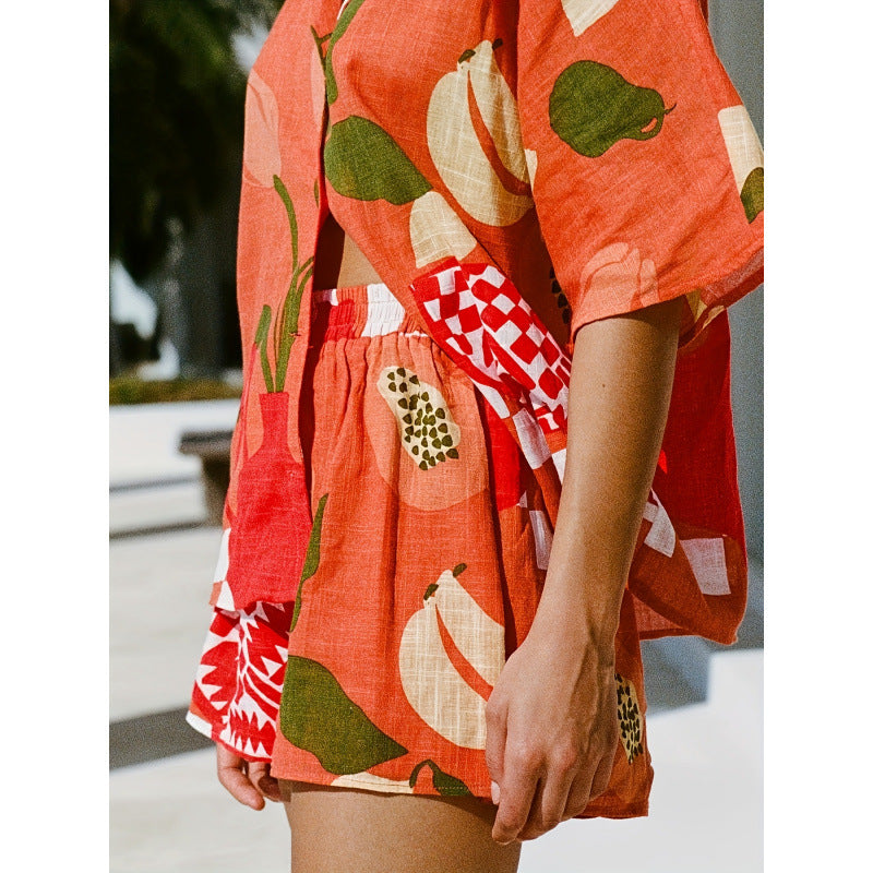 Kvinder Floral Print Resort Sæt Stilla