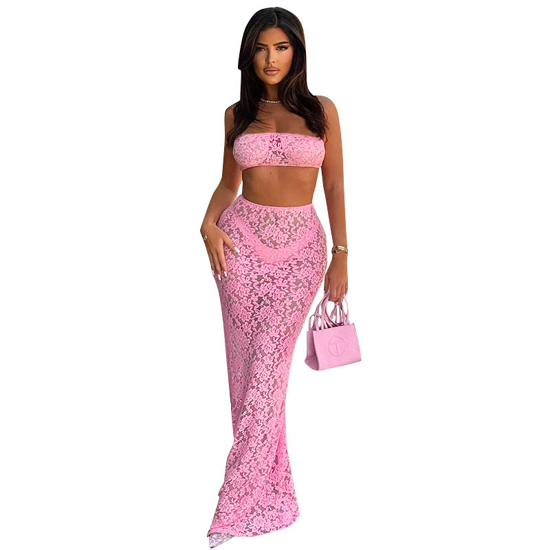 Dame Elegant Spids-Bikini-Sæt med lang Maxi-Nederdel og Strop-top Stilla