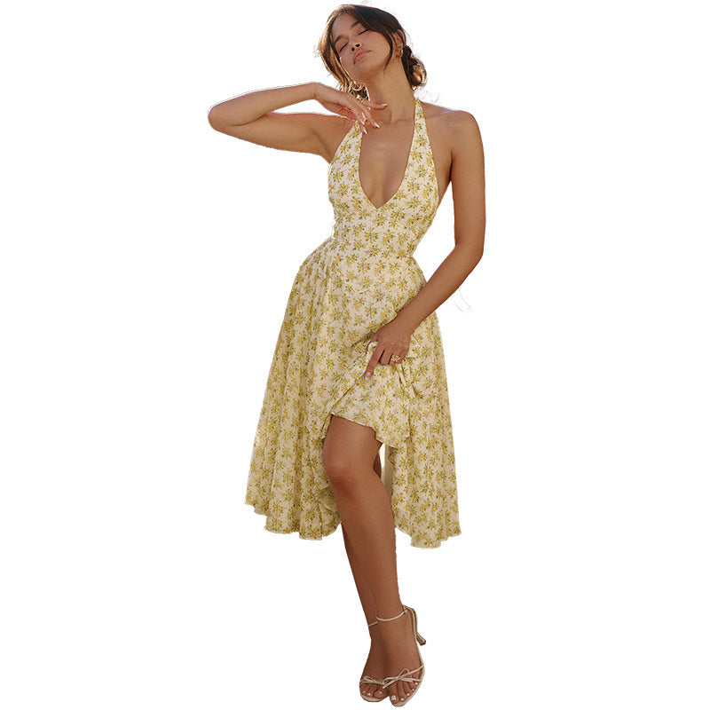 Dame Blomster Shirt Halterneck Maxikjole Stilla