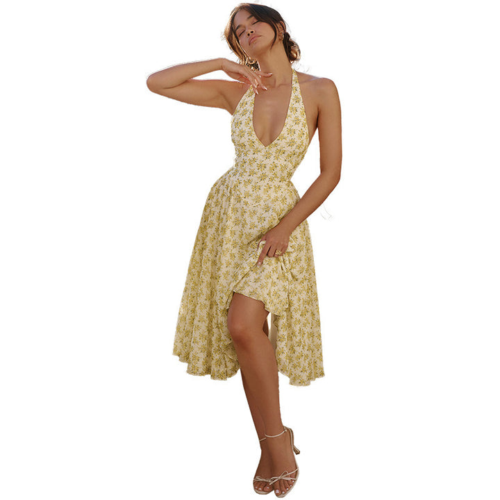 Dame Blomster Shirt Halterneck Maxikjole Stilla