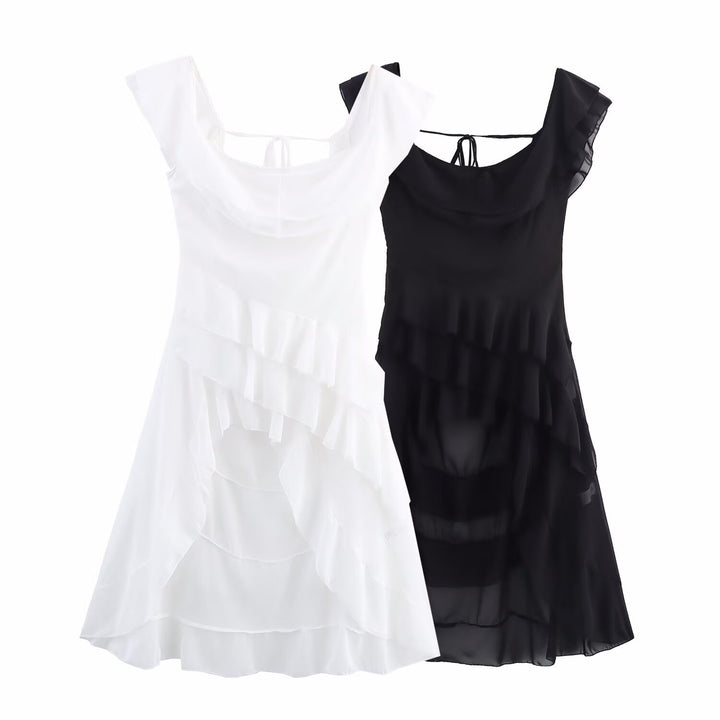 Femme Rüschen Asymmetrisk Midi Kjole Stilla