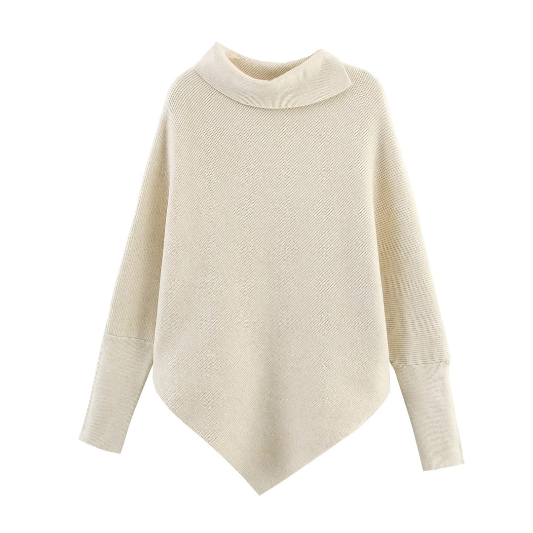 Dame moderigtig oversized strik med elegant ståkrave Stilla