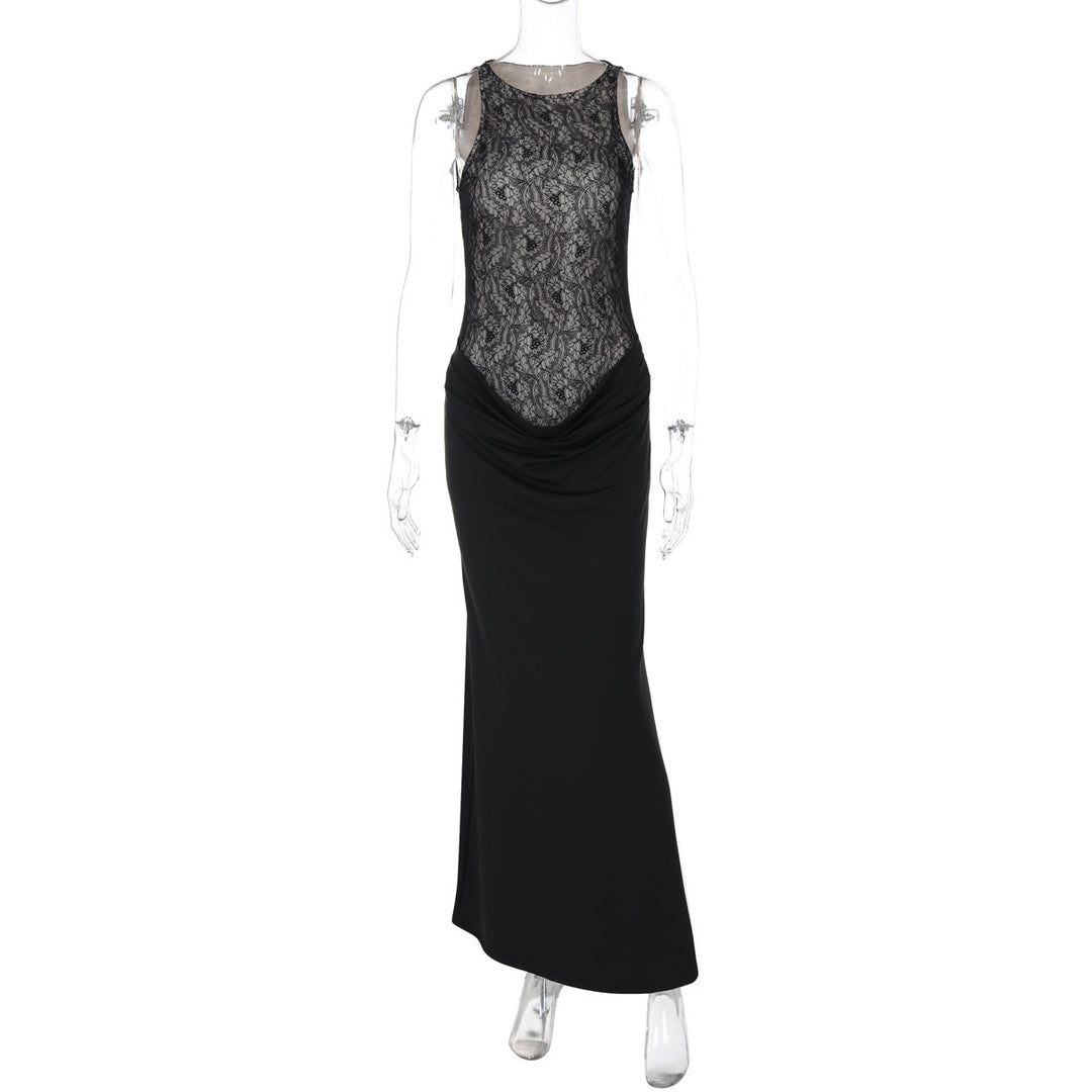 Dame Maxi-Kjole med elegante spidsaccentuer og raffineret drapering Stilla