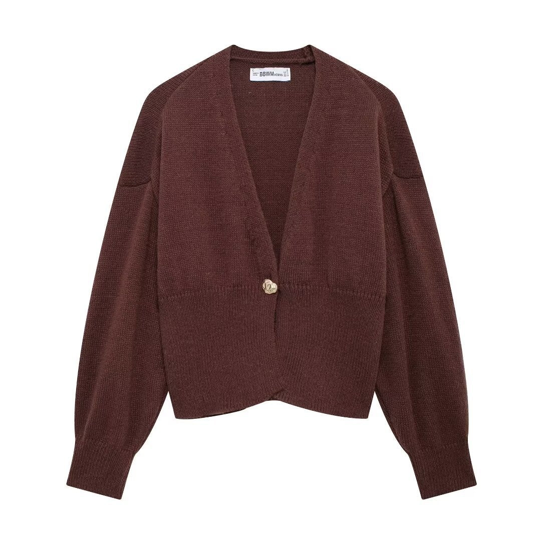Femme Cozy Strikcardigan med dekorativ knap Stilla