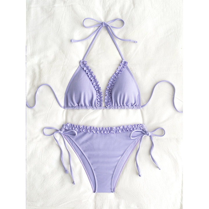 Dame Rynket Trekant Bikini Sæt Stilla 1750839758