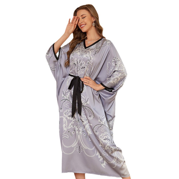 Dame Kaftan med elegant blomsterdesign og taljebælte Stilla