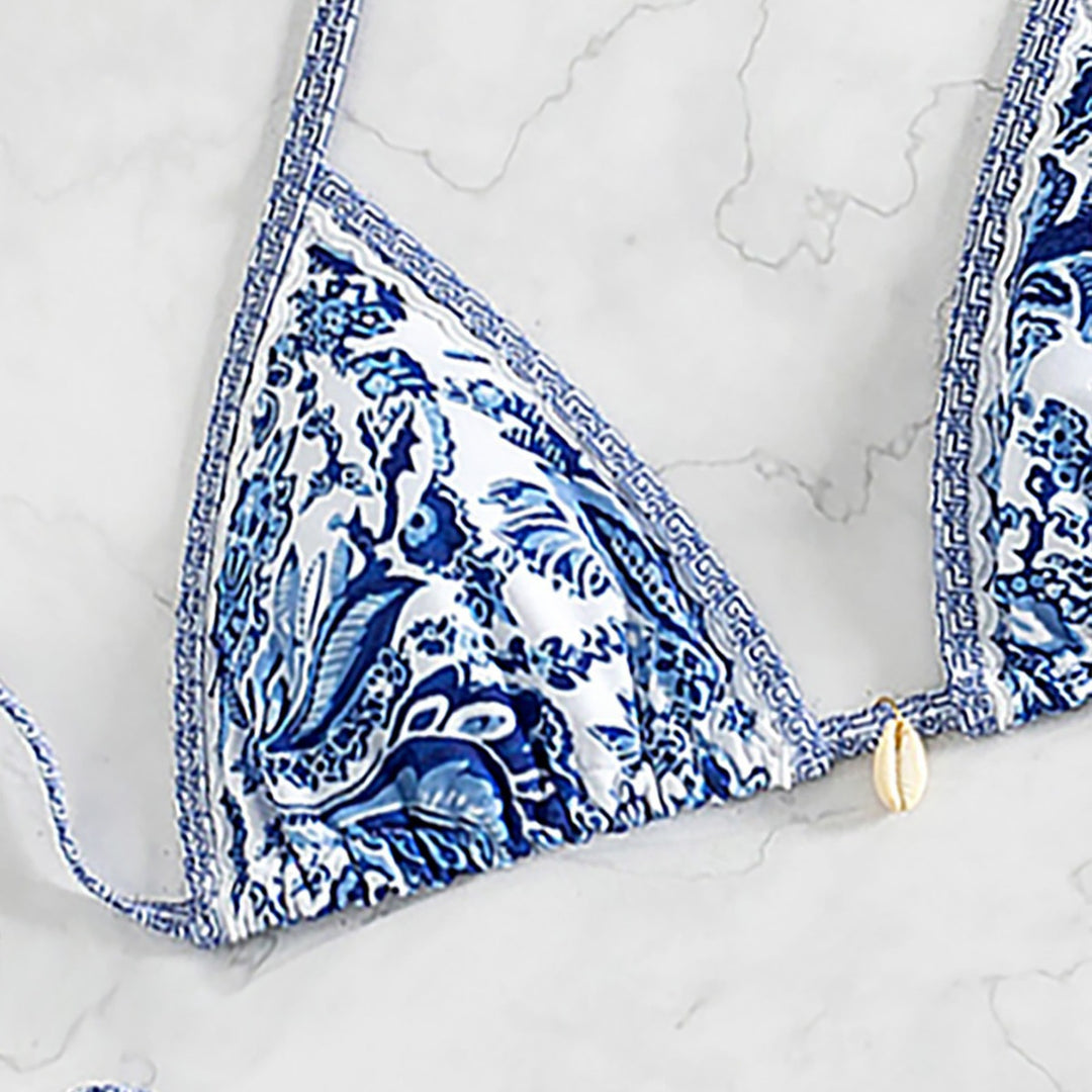 Dame triangel-bikini med legende palmeprint Skovae