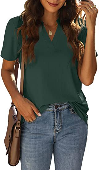 Dame Polo-Shirt med V-hals og luftige ærmer Stilla