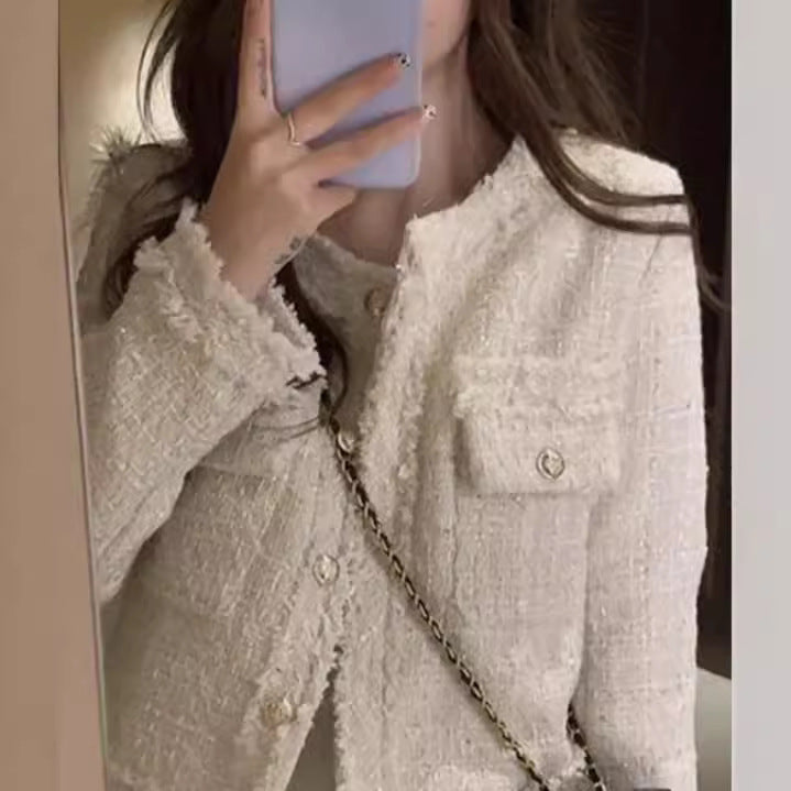 Dame Tweed Jakke med struktureret overflade og elegante knapdetaljer Stilla