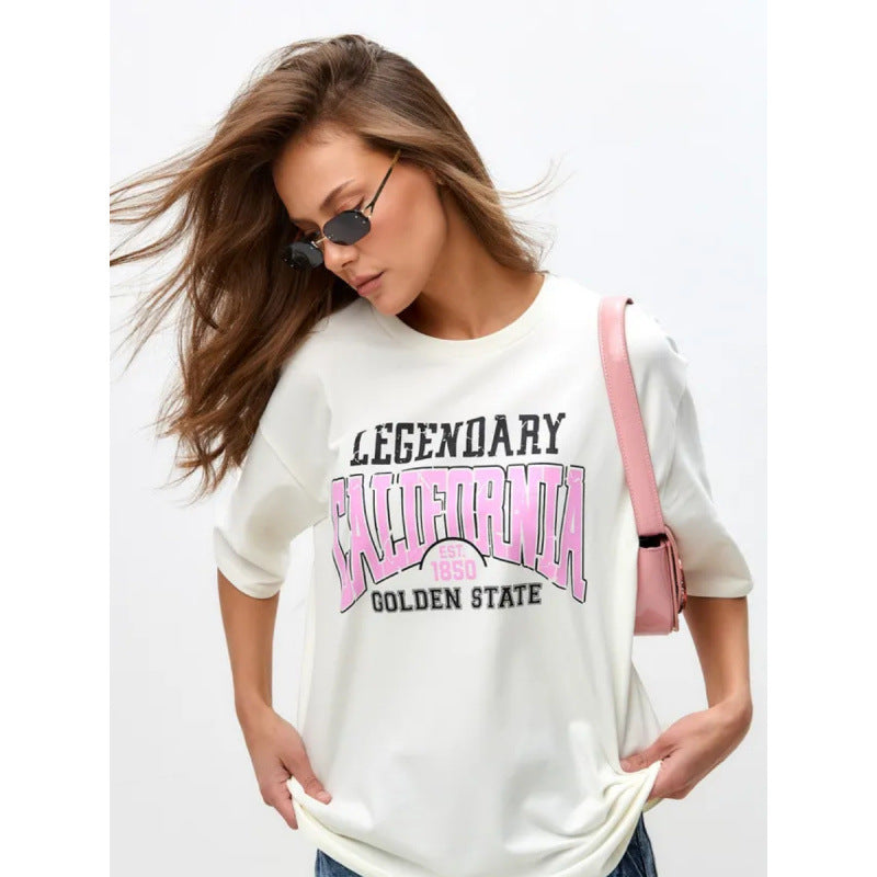 Dame Grafik T-shirt med iøjnefaldende California-print og afslappet snit Stilla