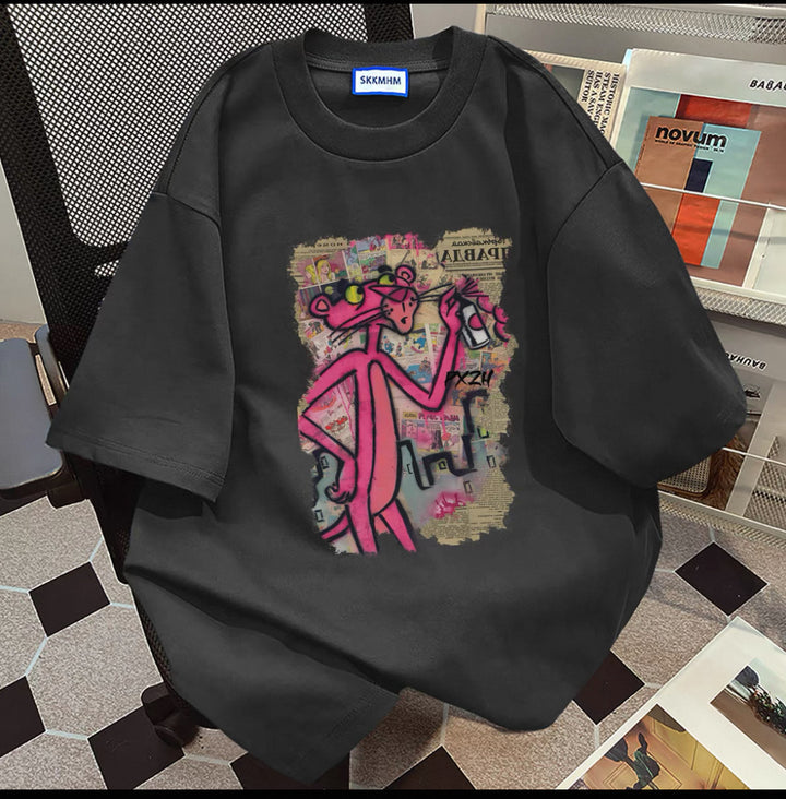 Dame Oversized T-Shirt med kreativt cartoon-tryk Stilla