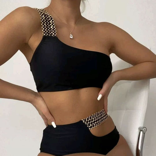Dame Asymmetrisk Skåret Bikini Sæt Stilla