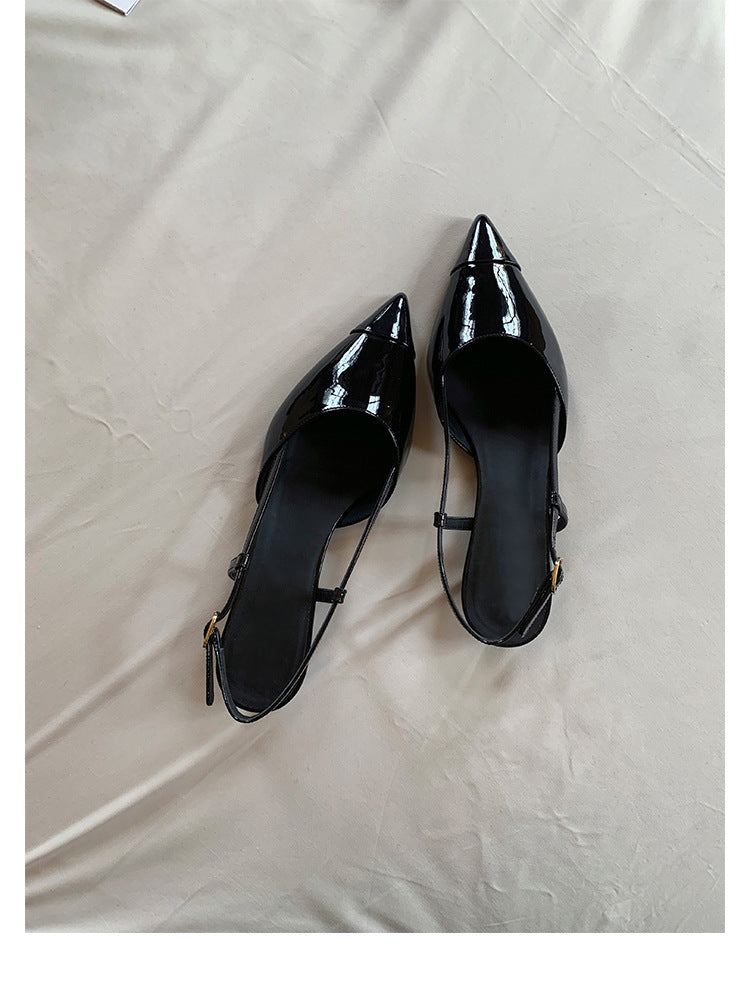 Dame Patenteret læder Spids tå Slingback Ballerinaer med justerbar rem Stilla