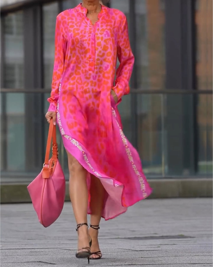 Damer Maxikjole med mode leopardmønster og glitrende detaljer Stilla