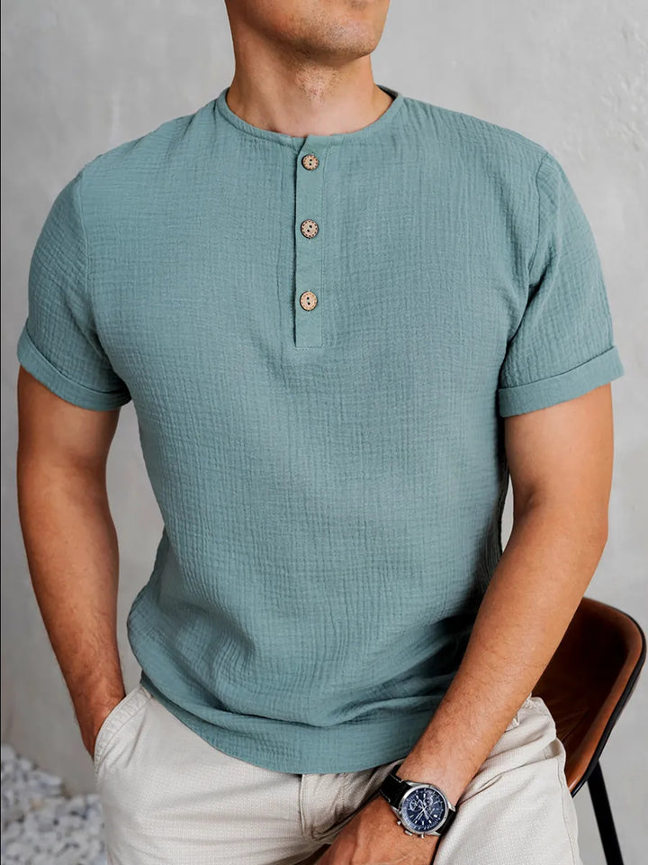 Herren Kortærmet Henley T-Shirt Stilla