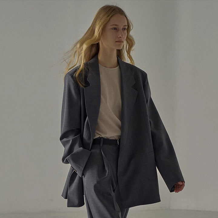 Dame Elegant Oversized Blazer med Noble Cut Stilla