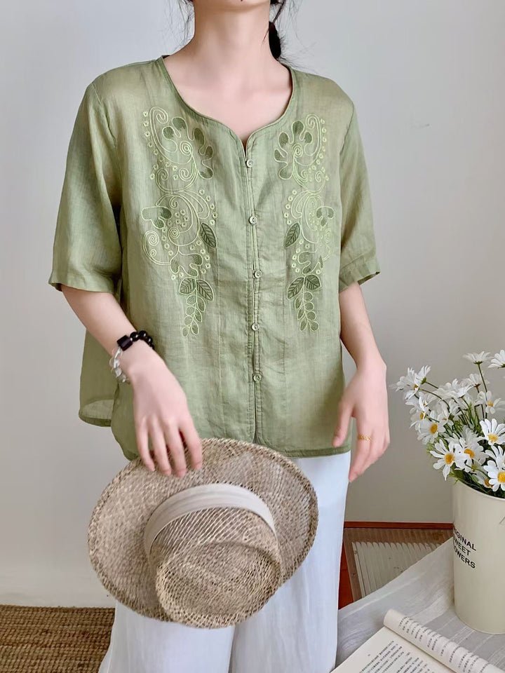 Femme Bestikset Button-Up Linned blouse Stilla