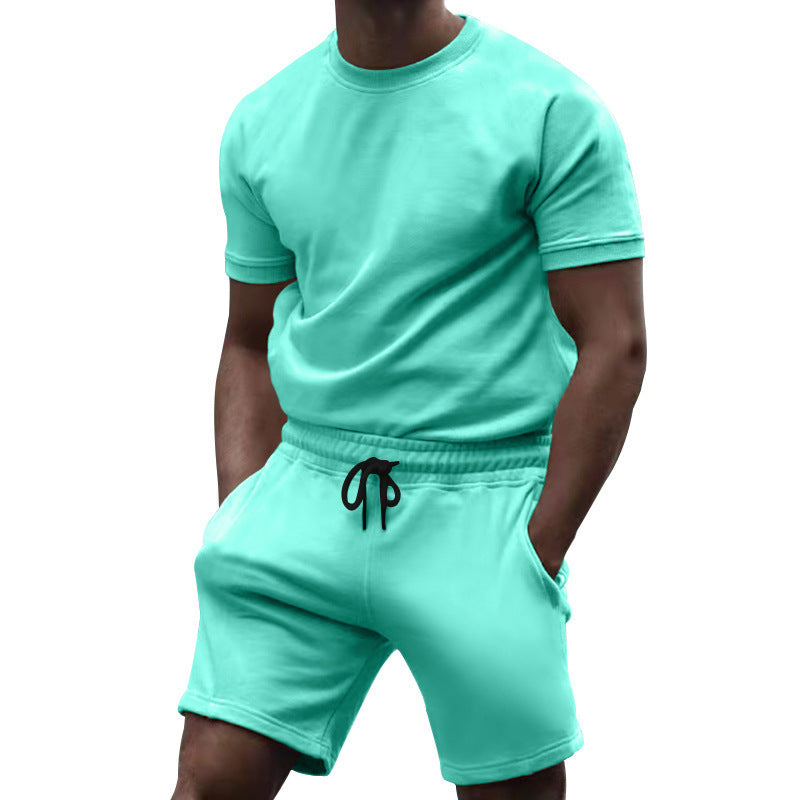 Herre afslappet sportoverdel og shorts-sæt med elastisk talje Stilla