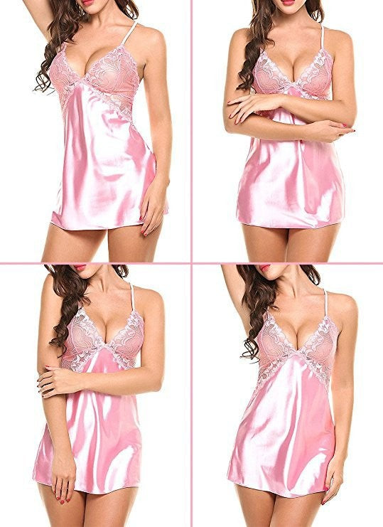 Dame Satin Spids Cami Kjole Stilla