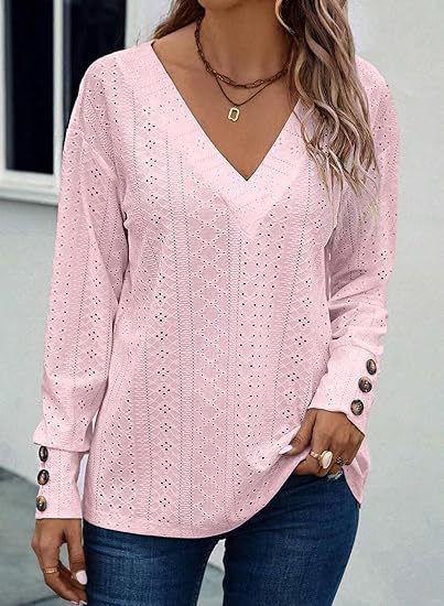 Dame V-hals sweater i hulstrik Stilla