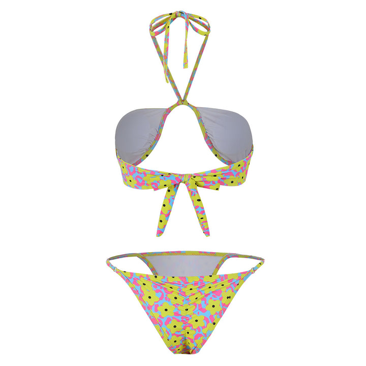 Dame bikini-sæt med blomsterdesign og bandeau top Stilla