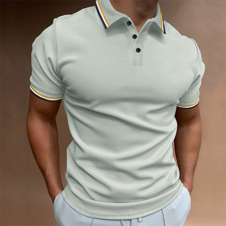 Herren modeshirt med kontrasterende krave og åndbare elementer Stilla