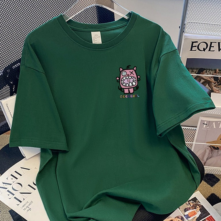 Dame T-shirt med kunstnerisk cartoon-motiv og afslappet snit Stilla