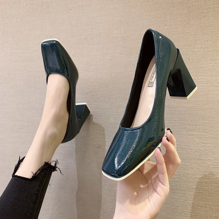 Dame Læder Chunky Hæl Pumps Stilla