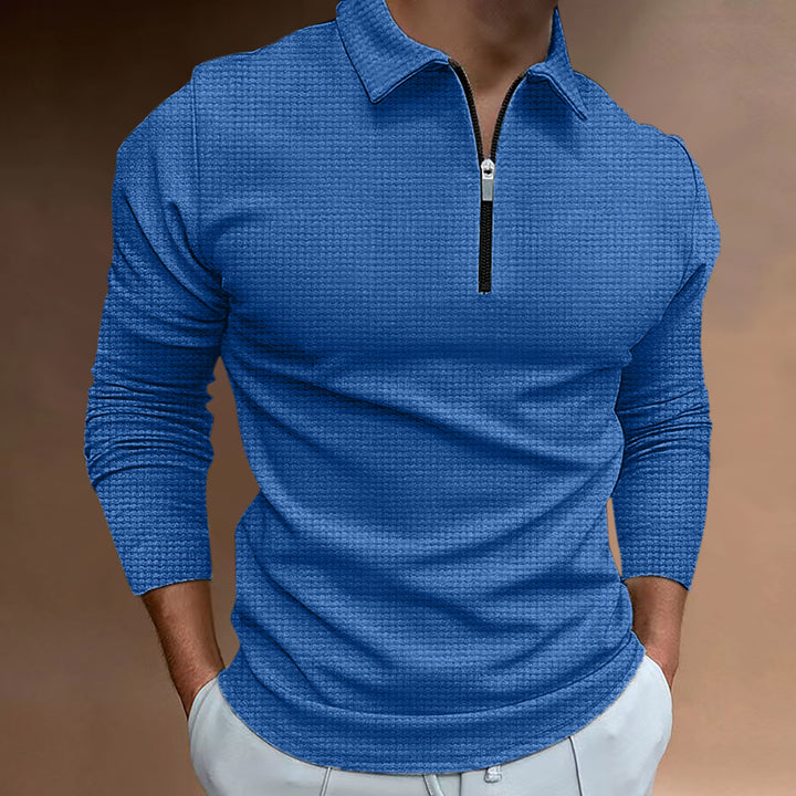 Herre polo t-shirt med lynlås og struktureret design Stilla