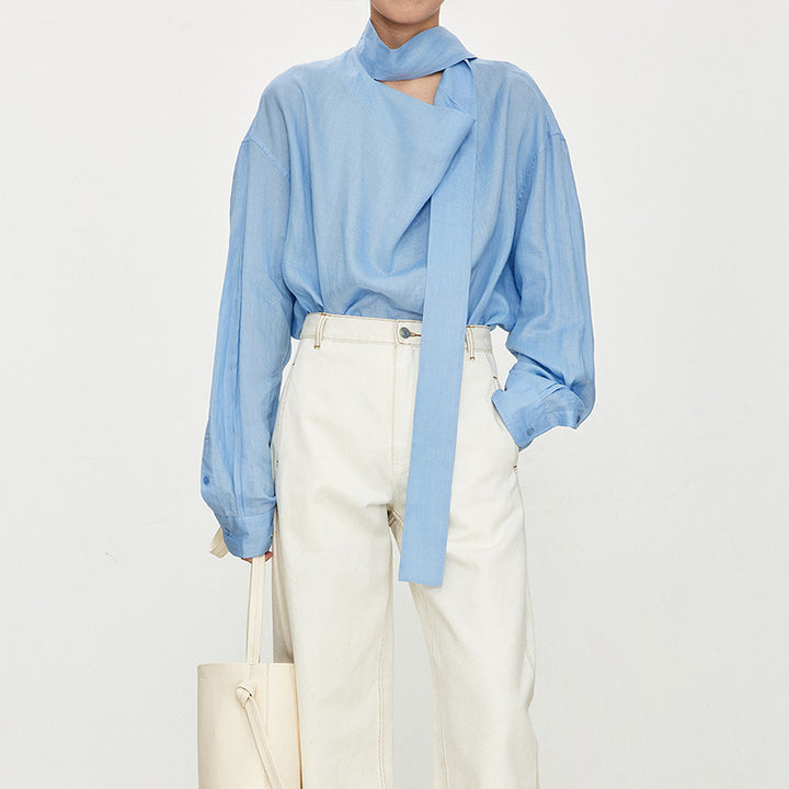 Dame elegant off-shoulder bluse med raffineret krave Stilla