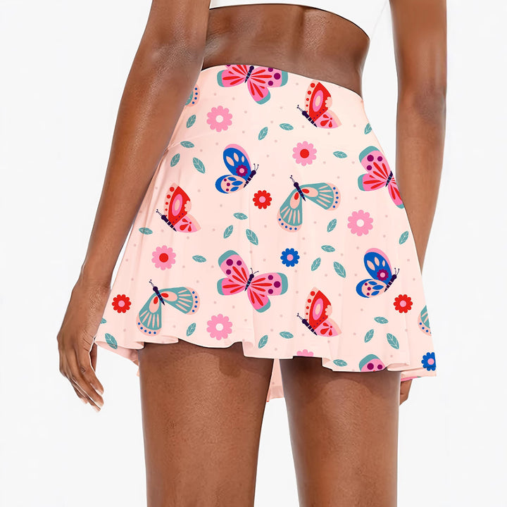 Femme Sommerfugleprint Skaternederdel Stilla
