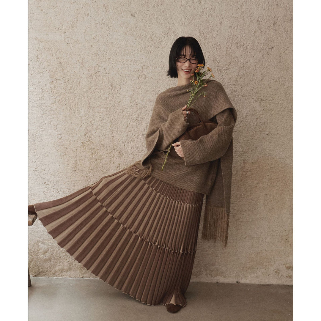 Dame trendy, krøllet midi-nederdel med elegant flair og fodlængde silhuet Stilla