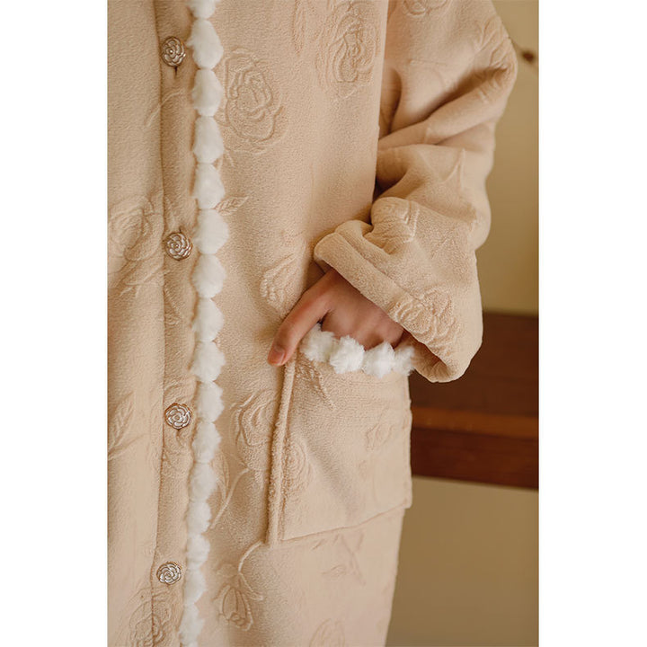 Dame hyggelig oversized-jakke med blomster mønster Stilla