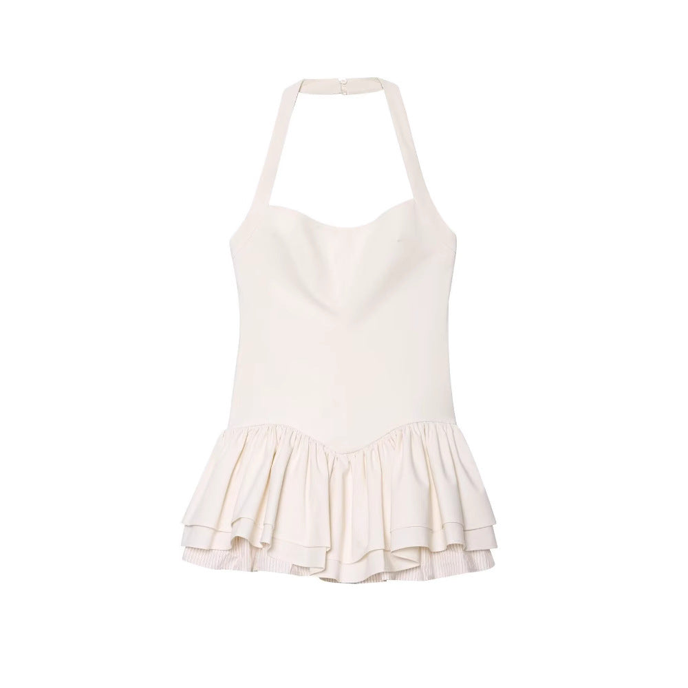 Dame Halterneck Ruffle Peplum Top Stilla