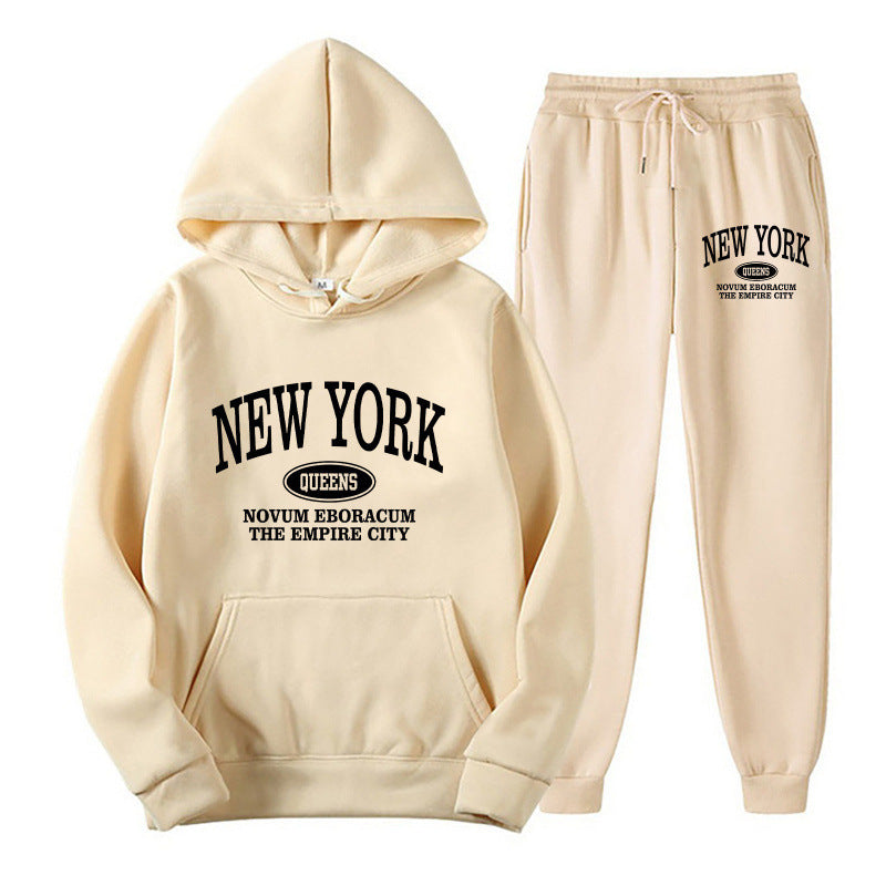 Kvinders hoodie sæt med alsidig skrift og komfortable lommer Skovae