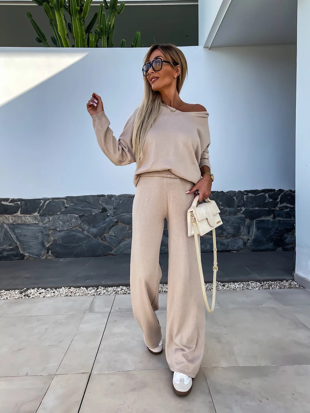 Kvinders fleece loungewear sæt med løs pasform og afslappet stil