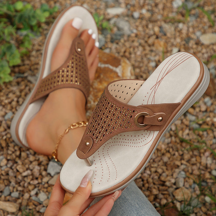 Dame Elegant Tåskiller-sandaler med fashionable glimmerdetaljer og ergonomisk sål Stilla