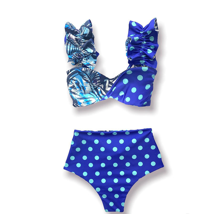 Dame bikini-sæt med florlet design og legende prikker Stilla
