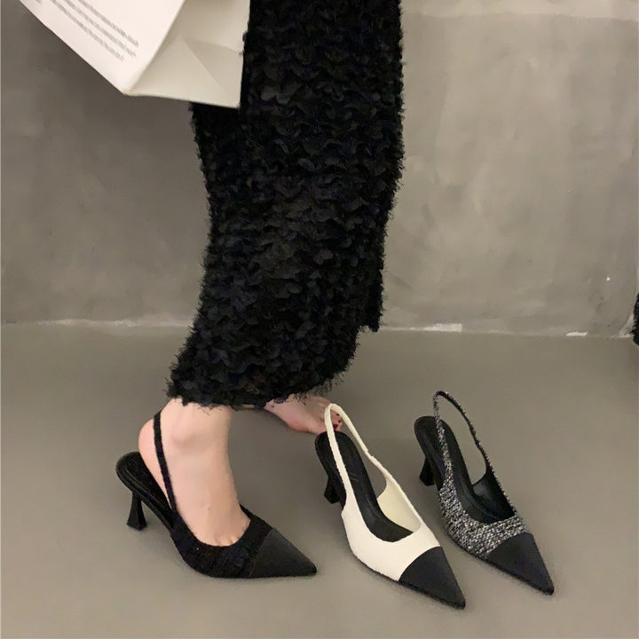 Dame Slingback Pumps med elegant spids silhuet og glitrende overflade Stilla