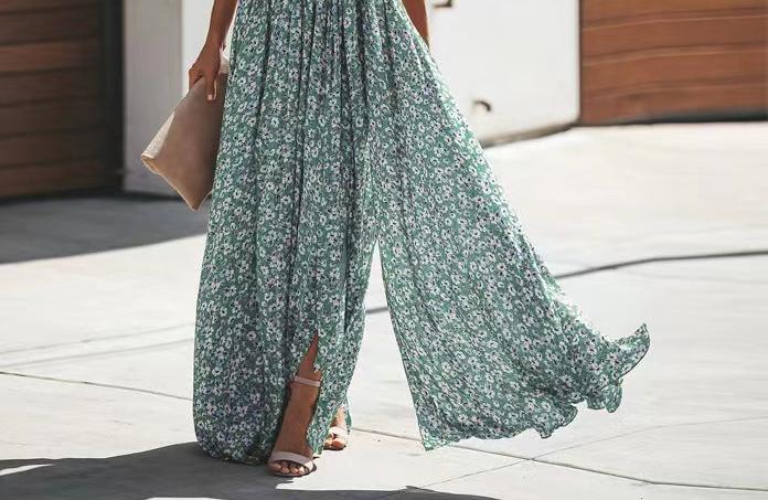 Dame Maxi-kjole med elegant blomsterdesign og flydende snit Stilla
