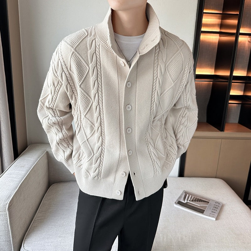 Herre struktureret kabelstrik cardigan sweater Stilla 1749704204