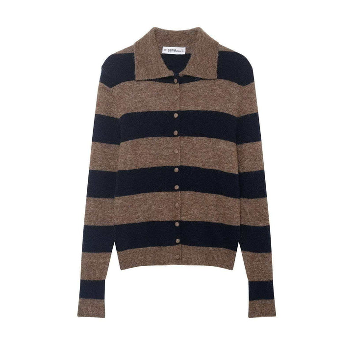 Kvinders elegante cardigan med stribet design og knapdetaljer Stilla
